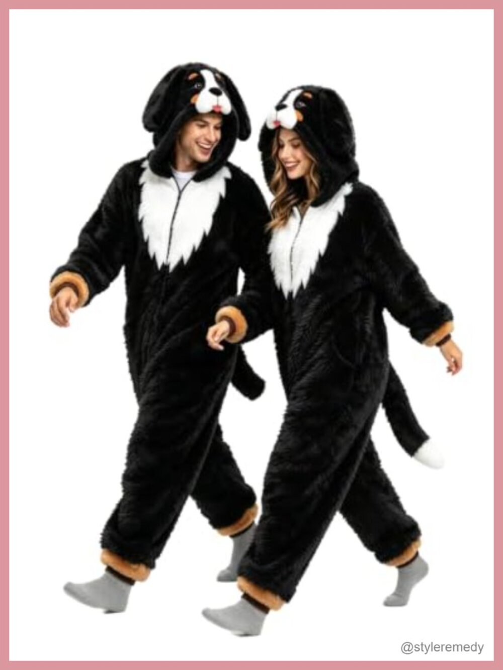 Bernese Mountain Dog Onesie Adult Pajama Costume Hooded Zip Cosplay